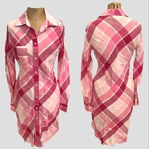 Y2K Victoria's Secret - PINK Plaid Linen Shirt Dress sz 2P